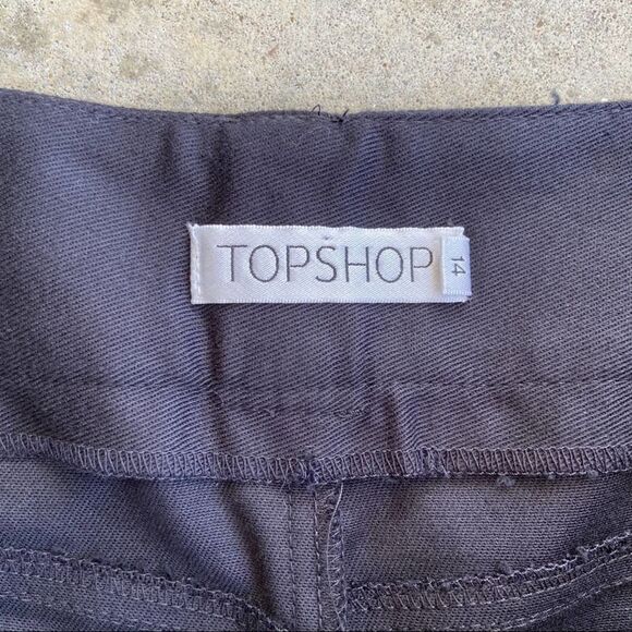 TOPSHOP Black Mini Skirt Front Slit Size 14 - Picture 4 of 4